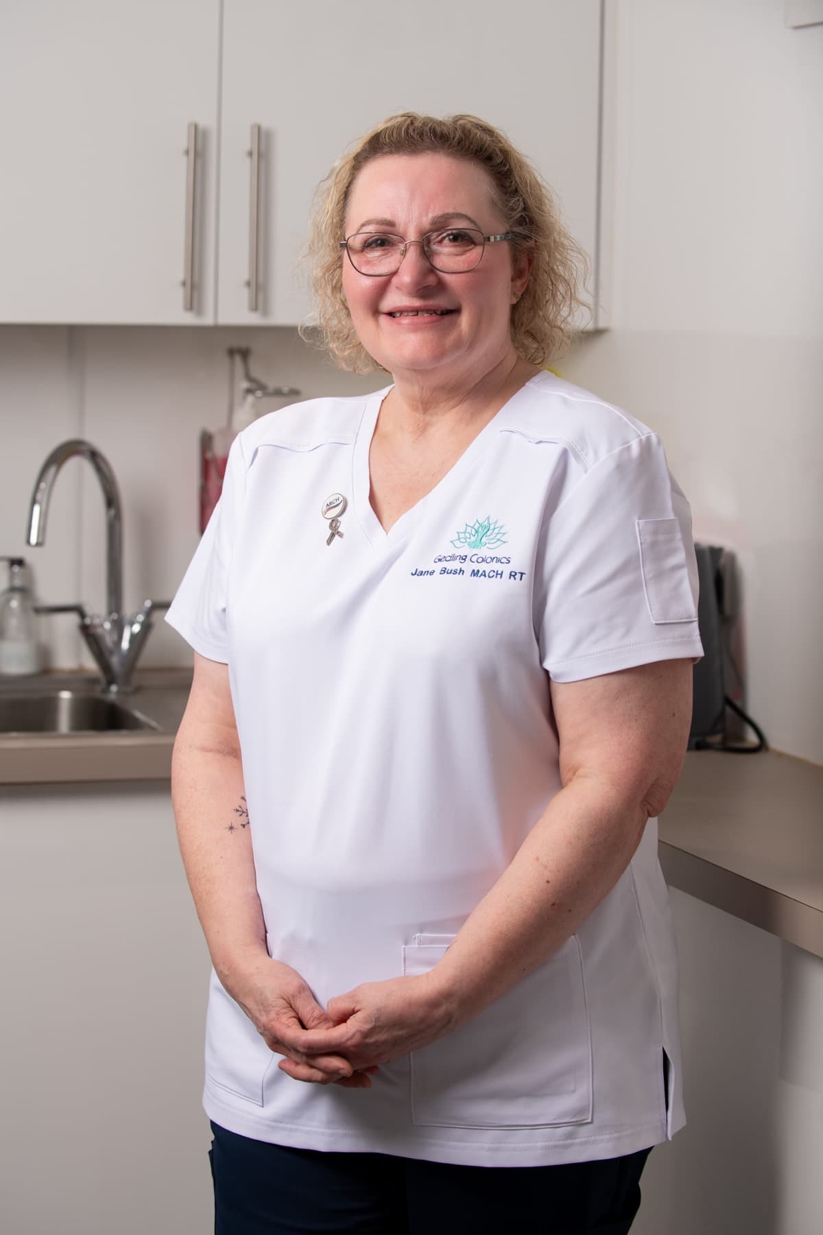 Jane Bush MACH RT in a professional colonic hydrotherapy training setting